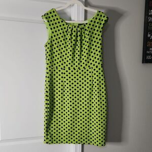 Polka Dot Sleeveless Dress - Green and Black